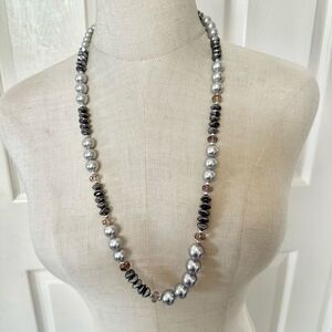 Grey beaded  long beaded necklace